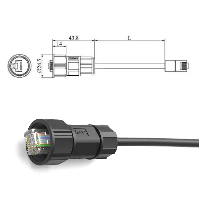 RJ45 Network Aviation Connector M19 Exchange Board Signal Socket Rj45 Waterproof Interface 500v 8pin Crystal Head Plug IP68