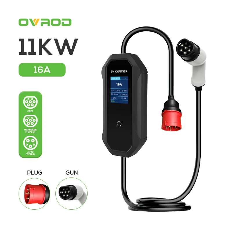 

Ovrod Factory OEM ODM Electric Vehicle Mobile Portable EV Charger 11KW 22KW 16A 32A Type2 Charging Stations On-Board Charger
