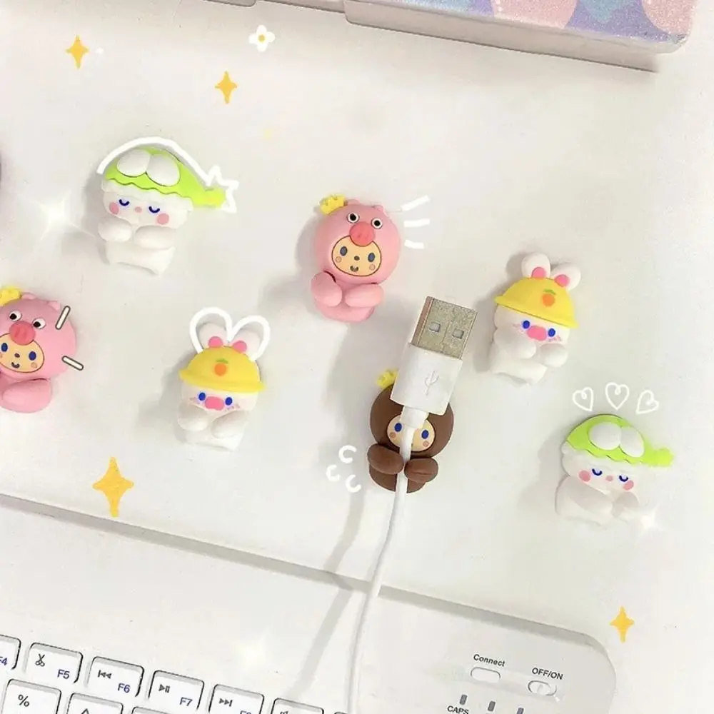 Clips para cables, organizador de cables de dibujos animados, soporte para cables de animales, soporte para cables de dibujos animados Kawaii, ganchos para cables de línea de datos, almacenamiento