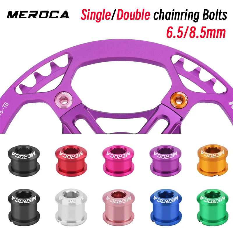MEROCA 5pcs chainring bolts Single Double 6.5 / 8.5mm Folding bicycle chainring screws Aluminum Alloy Crank chain ring bolts
