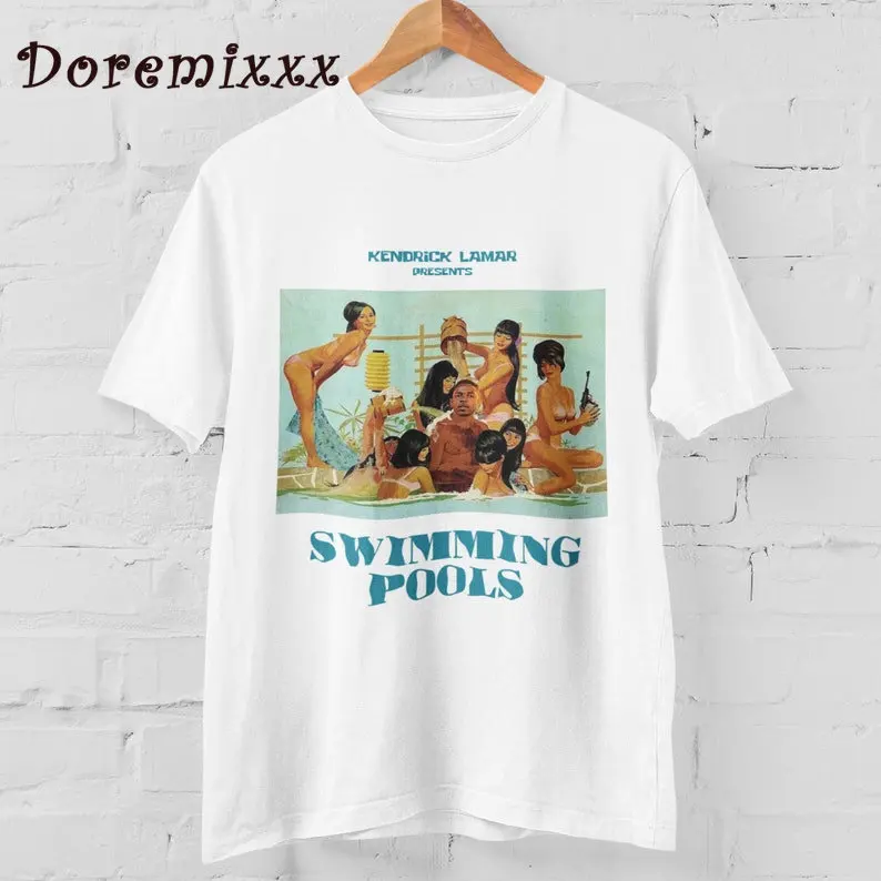 Kendrick Lamar Inspiriert Schwimmen Pools Graphic Tee Vintage 90er Comic Stil T-Shirt Baumwolle T-shirt für Männer Frauen Sweatshirt