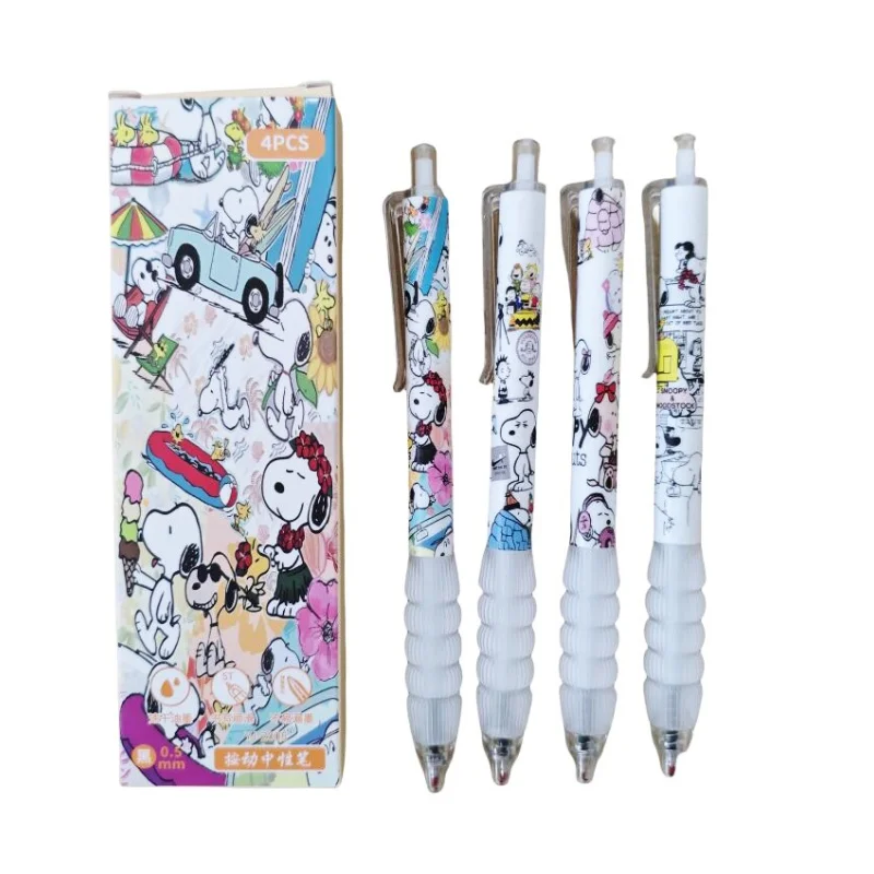 

4pcs/lot Kawaii Snoopy Press Cute 0.5mm Black Ink Signature Pens Promotional Gift School Supplies