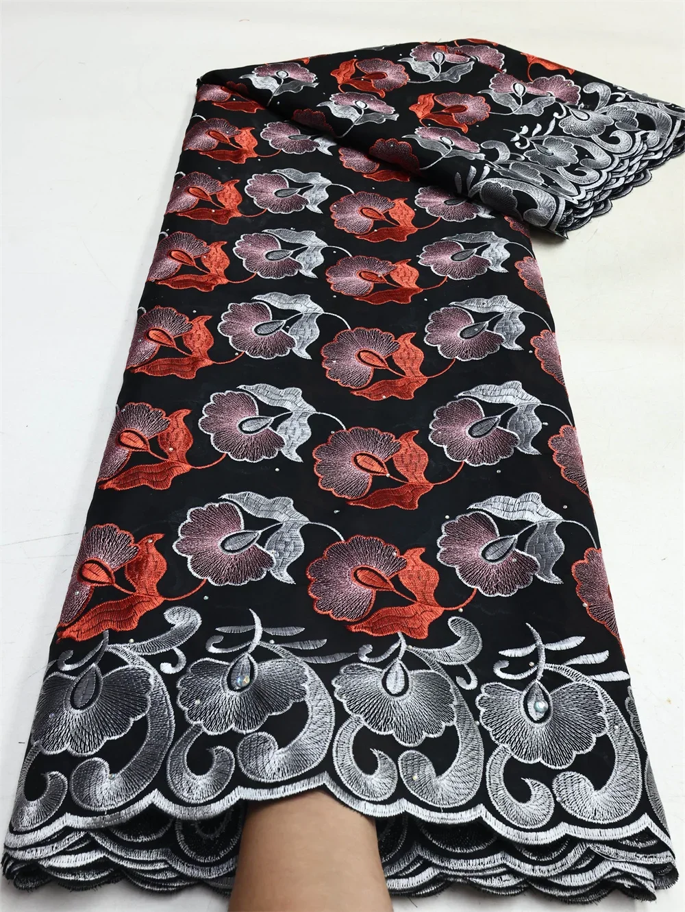 5 Yard 2025 Desain Terbaru Kain Renda Voile Swiss Renda Kering Katun Nigeria Perancis dengan Batu untuk Menjahit Pesta Malam Wanita