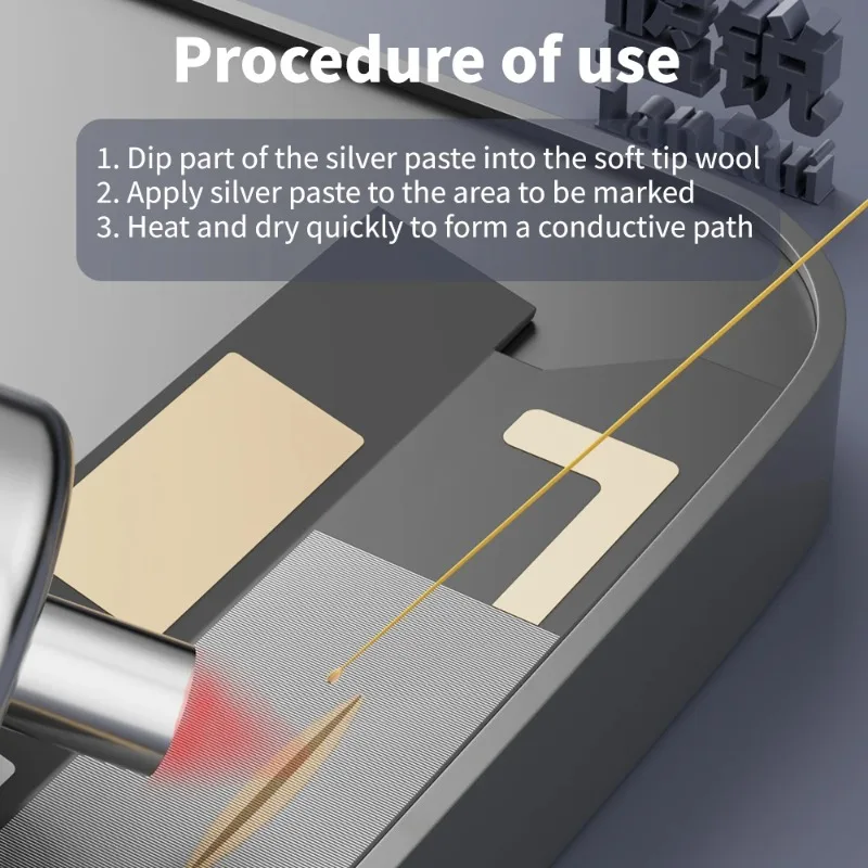 Lanrui J9 Nano Conductive Silver Paste for Phone Screen Line Repair, Low-Resistance Fix for iPhone Android Green/Yellow Display