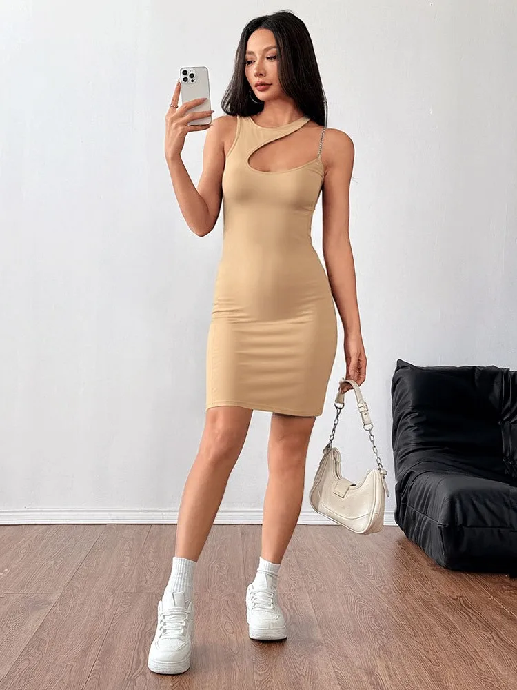 섹시한 바디콘 로우컷 미니 드레스 여성 2025 패션 우아한 오프숄더 파티 나이트클럽 이브닝 드레스 슬림 홀로우 아웃 베스티도스