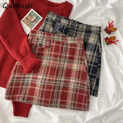 Xadrez mini saias femininas outono roupas grossas all-match harajuku temperamento Юбка Ж Dönusen caber nova cintura alta sexy bonito a linha