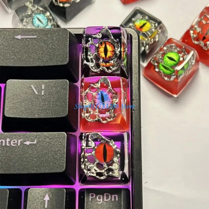 

G88D Handcrafted Translucently Resin Keycap Epoxy Cartoon Eye Keycap Unique for Mechanical Keypad Customization Keycap
