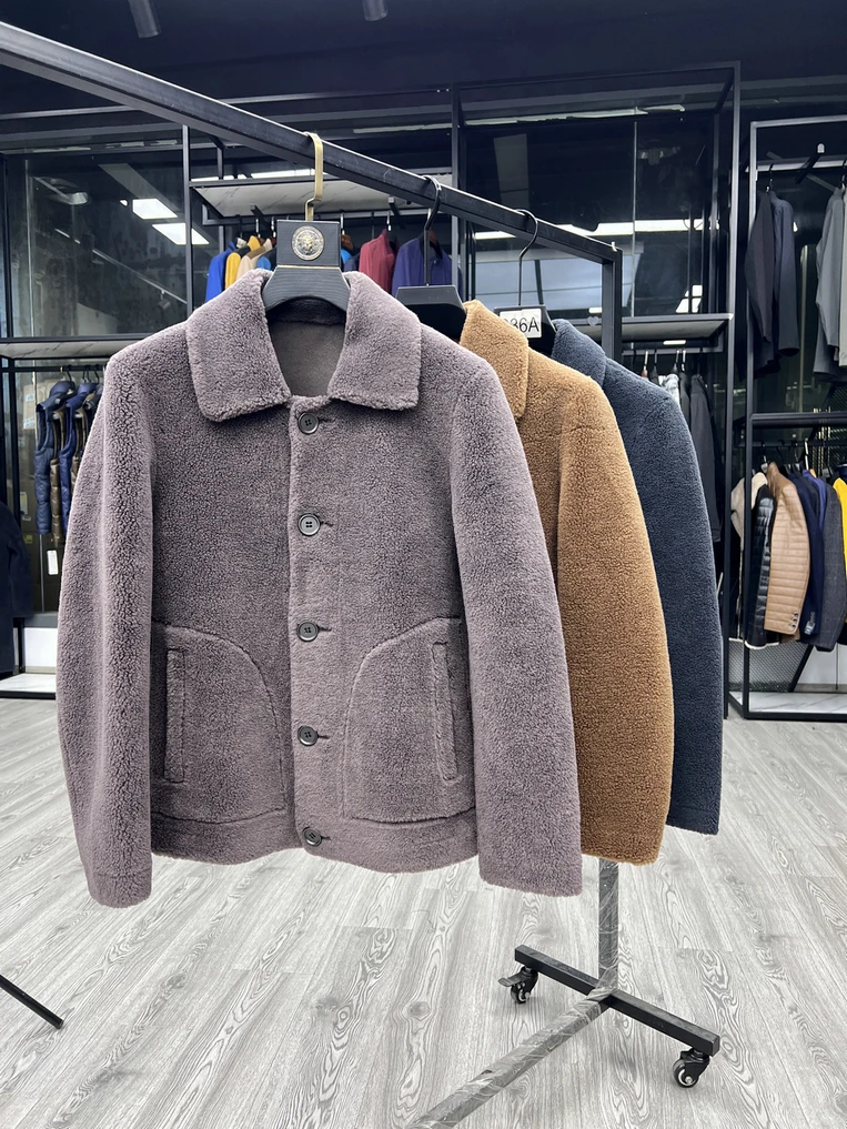 

Casual Men's Quilted Suede Jacket Stand Collar Single Button Warmth Sensation Particle Fleece Outerwear Cotton Leather Coat