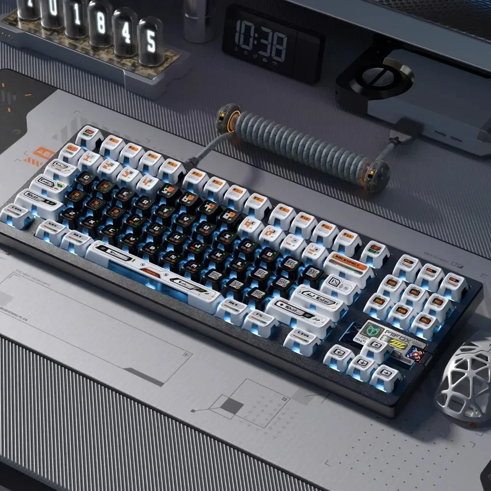 PIIFOX Ghost hacker أغطية مفاتيح ميكانيكية مخصصة للوحة المفاتيح التسامي الحراري مادة PBT 125 مفتاح نقل الضوء حسن المظهر