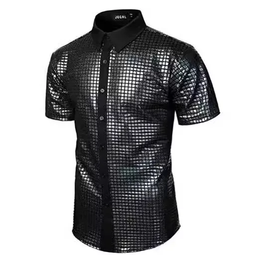 Men's Shirt Sequined Button-down Shirt 70 Generation Disco Party Cosplay Clothing