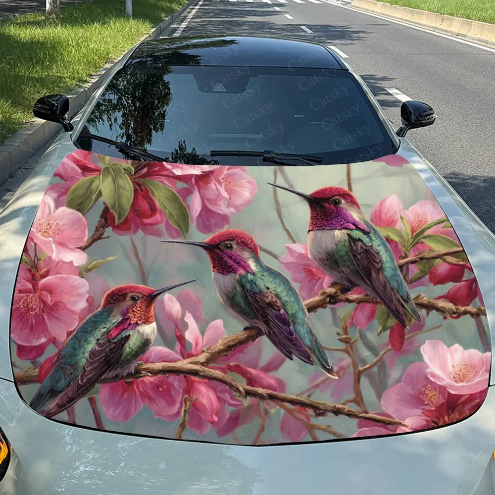 

The Hummingbird On The Tree Car Hood Wrap, Waterproof PVC Self-Adhesive Decal, Scratch-Resistant, Durable Car & Truck Hood Cover
