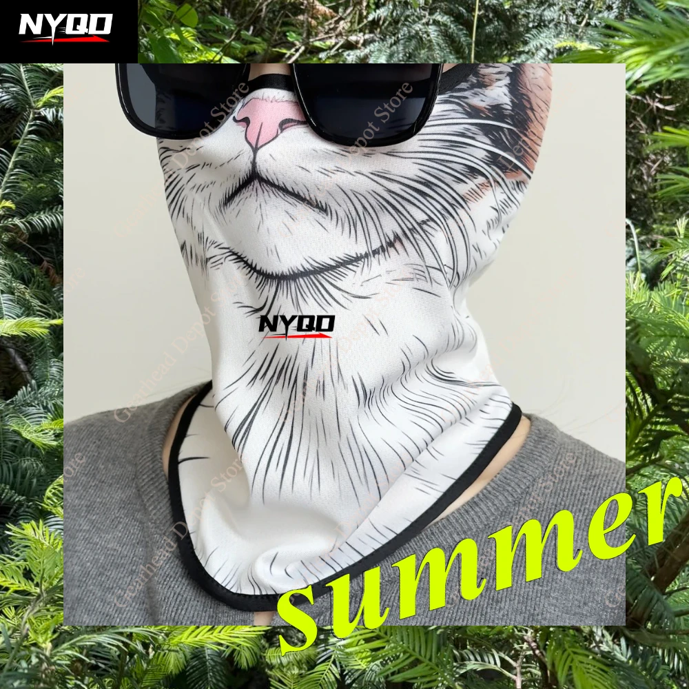 

Fun 3D animal mask motorcycle riding sunscreen scarf dog/cat ear printed Breathable Unisex Dustproof windproof face mask summer