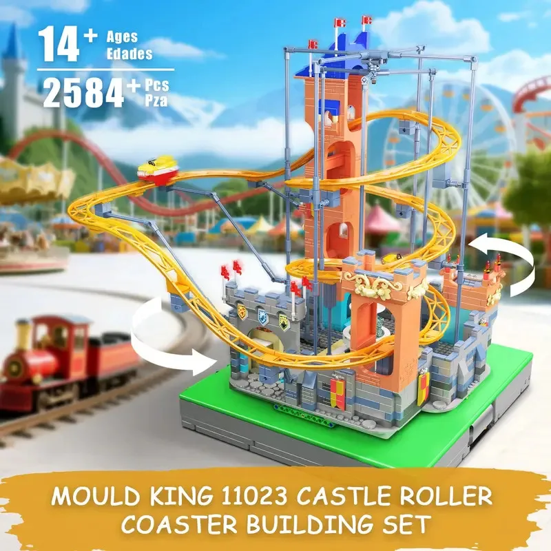 

Mould King 11023 Amusement Toys The Motorized Castle Roller Coaster Building Block Assembly Castle Brick Kids Christmas Gift