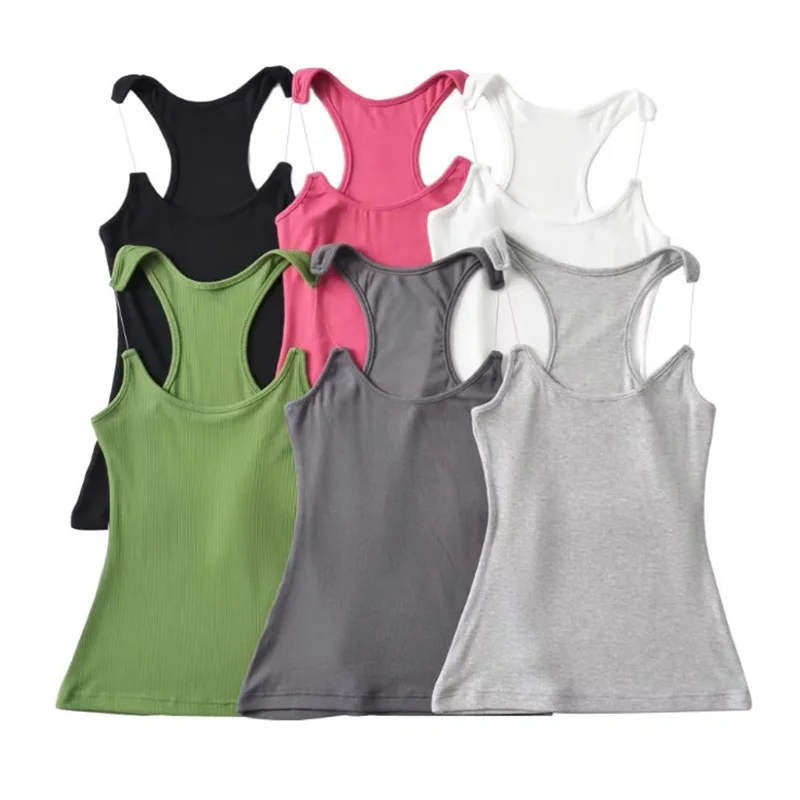 Nervürlü Görünmez Askı Tank Top Kadın Kolsuz U Boyun Üst Kadın Ince Yelek Yaz Yeni Kadın Giyim