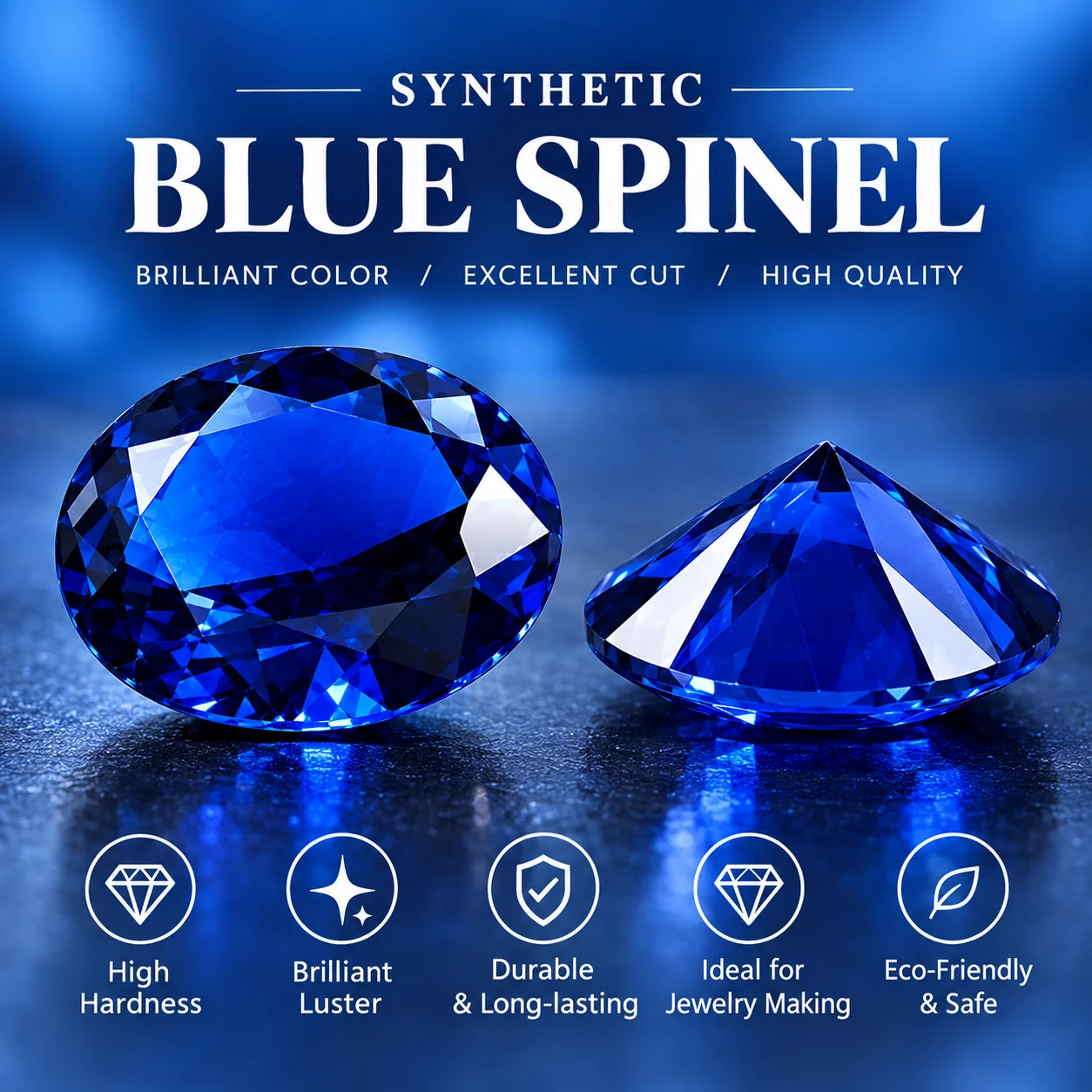 Blue Synthetic Sapphire Watch Crown Cabochon Stone Replacement for Cartier Ballon Bleu Tank Santos Watch Repair Parts