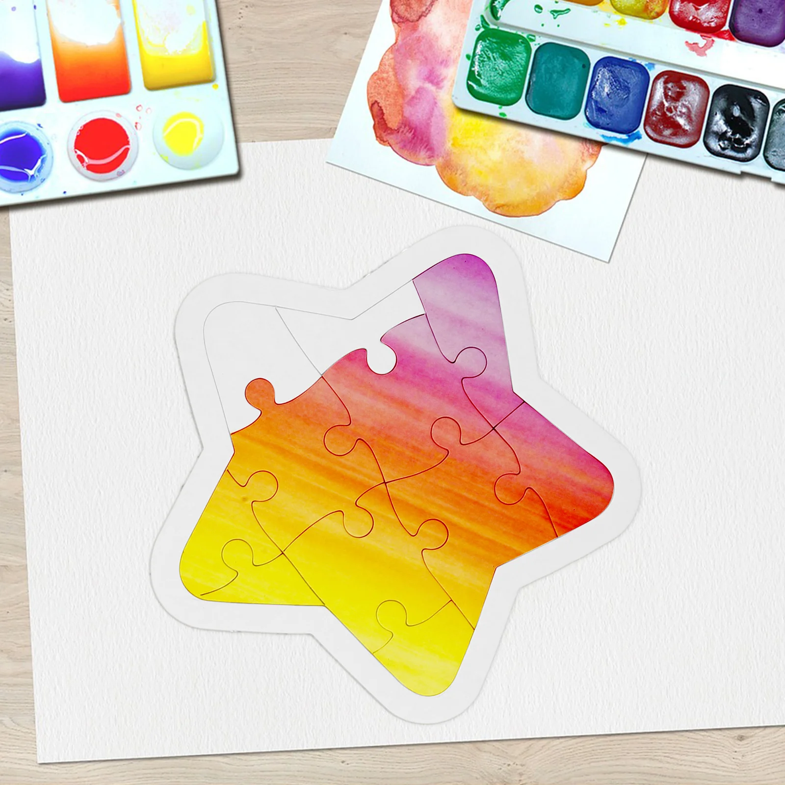 6-teiliges DIY-Set für kreatives Zeichnen, sicheres Papierbastelset mit abgerundeten Kanten für Kinder, Cartoon-Kunstaktivität, Spaß