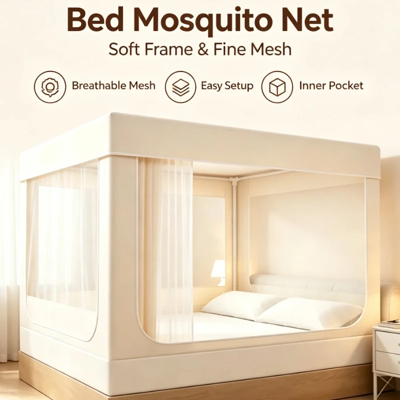 Morandi Floral Bed Canopy – Full Coverage, Privacy & Anti-Mosquito, Fits Single/Double Beds, Soft Fabric, Modern Style