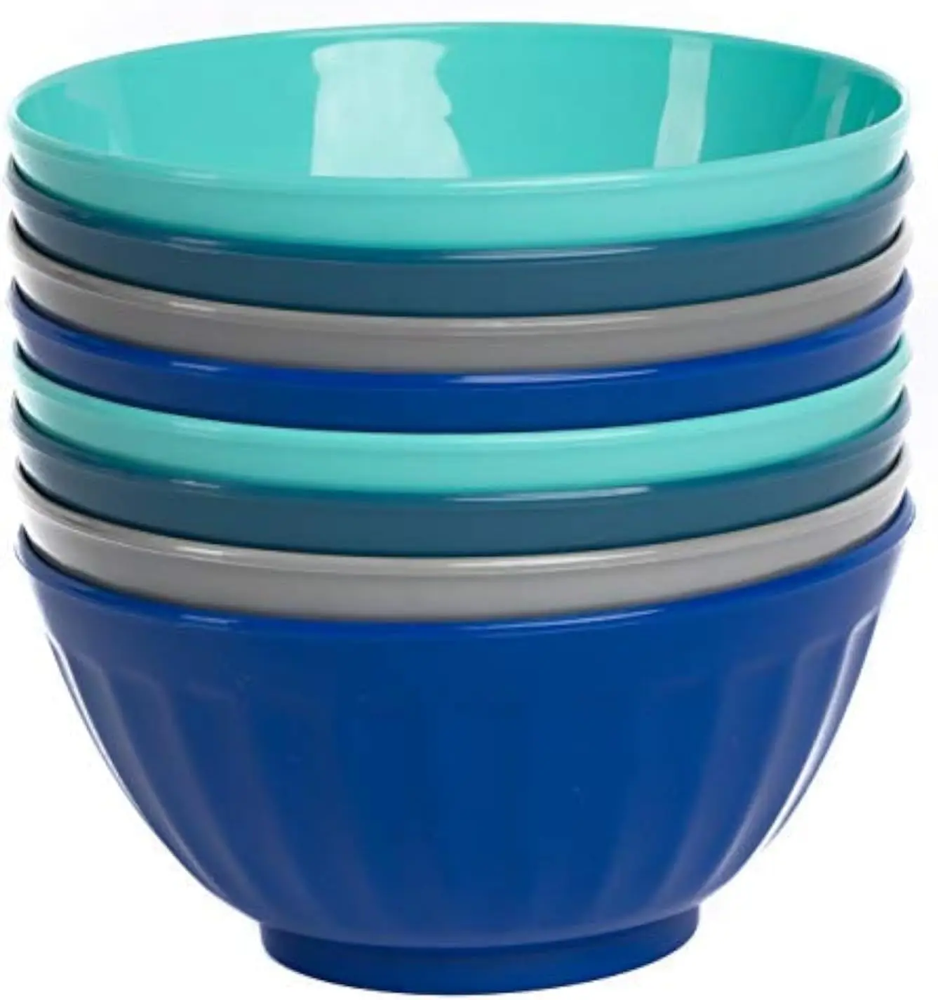 

6 Inch Plastic Bowls Set of 8 - 28 oz Large Plastic Cereal & Soup Bowls - Microwave & Dishwasher Safe - BPA Free - 4 Coastal Co
