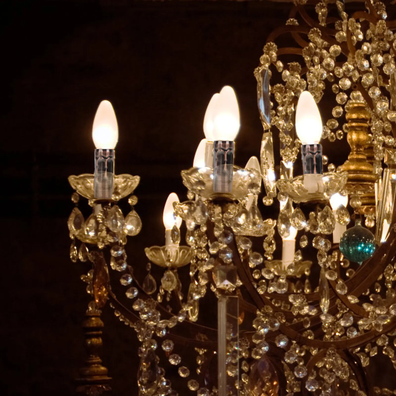 

6Pcs Tear Pattern Iron Lamp Base Sleeve Chandelier Light Bulb Socket Cover for Hanging Light Decor Crystal Chandelier