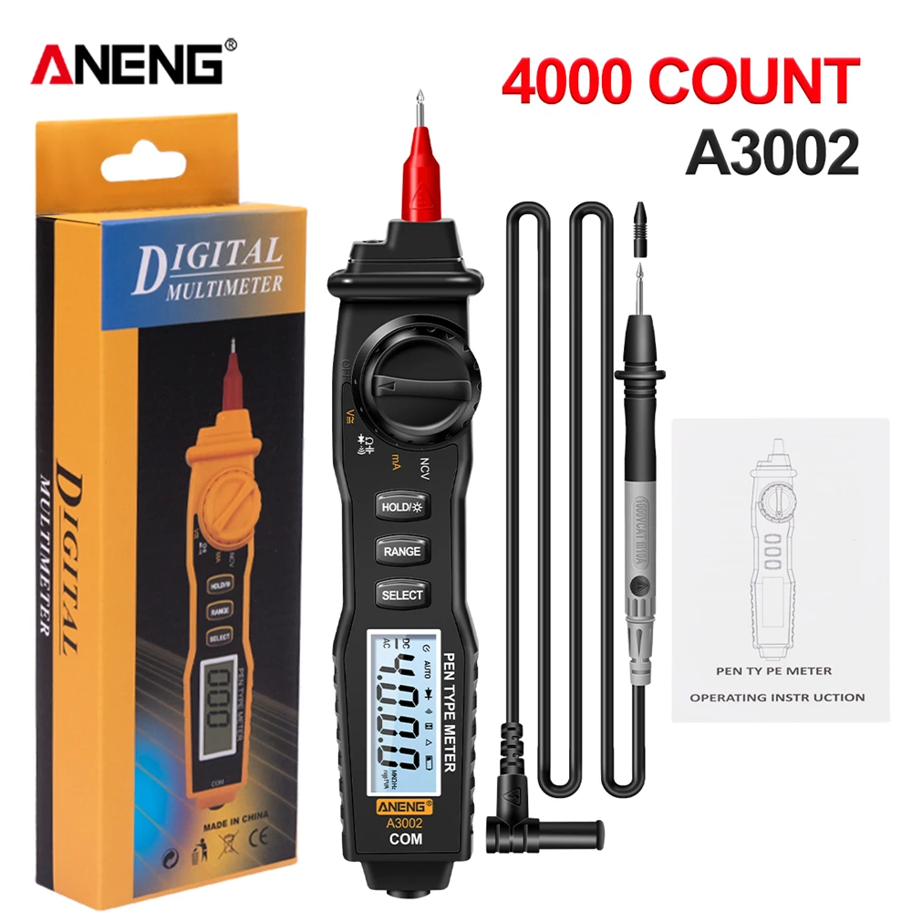 ANENG A3002 Digital  Pen Type  Multimeter 4000 Counts with Non Contact AC/DC Voltage Resistance Diode Continuity Tester Tool