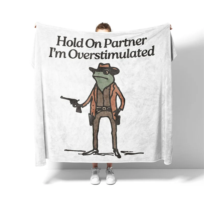 Aertemisi Hold On Partner I'm Overstimulated Cowboy Frog Pet Blanket for Small Medium Large Dog Cat Puppy Kitten Couch Sofa Bed