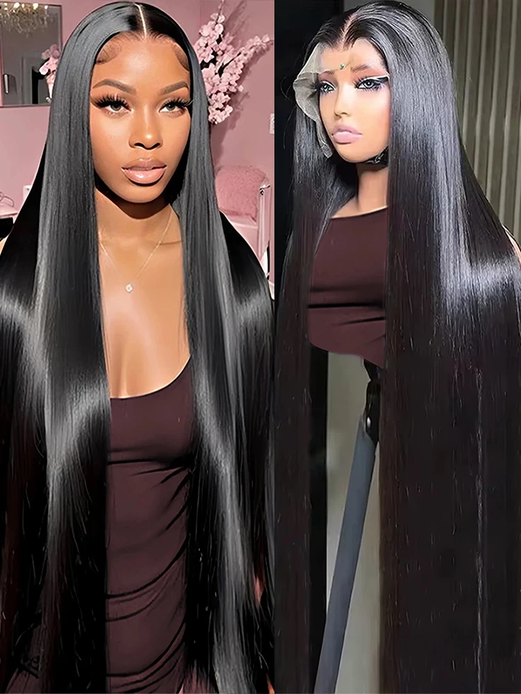 40 inch Straight 13x6 HD Transparent Bone Lace Front Wigs 250 Density 360 Full Lace Wigs Glueless Human Hair Wigs For Women