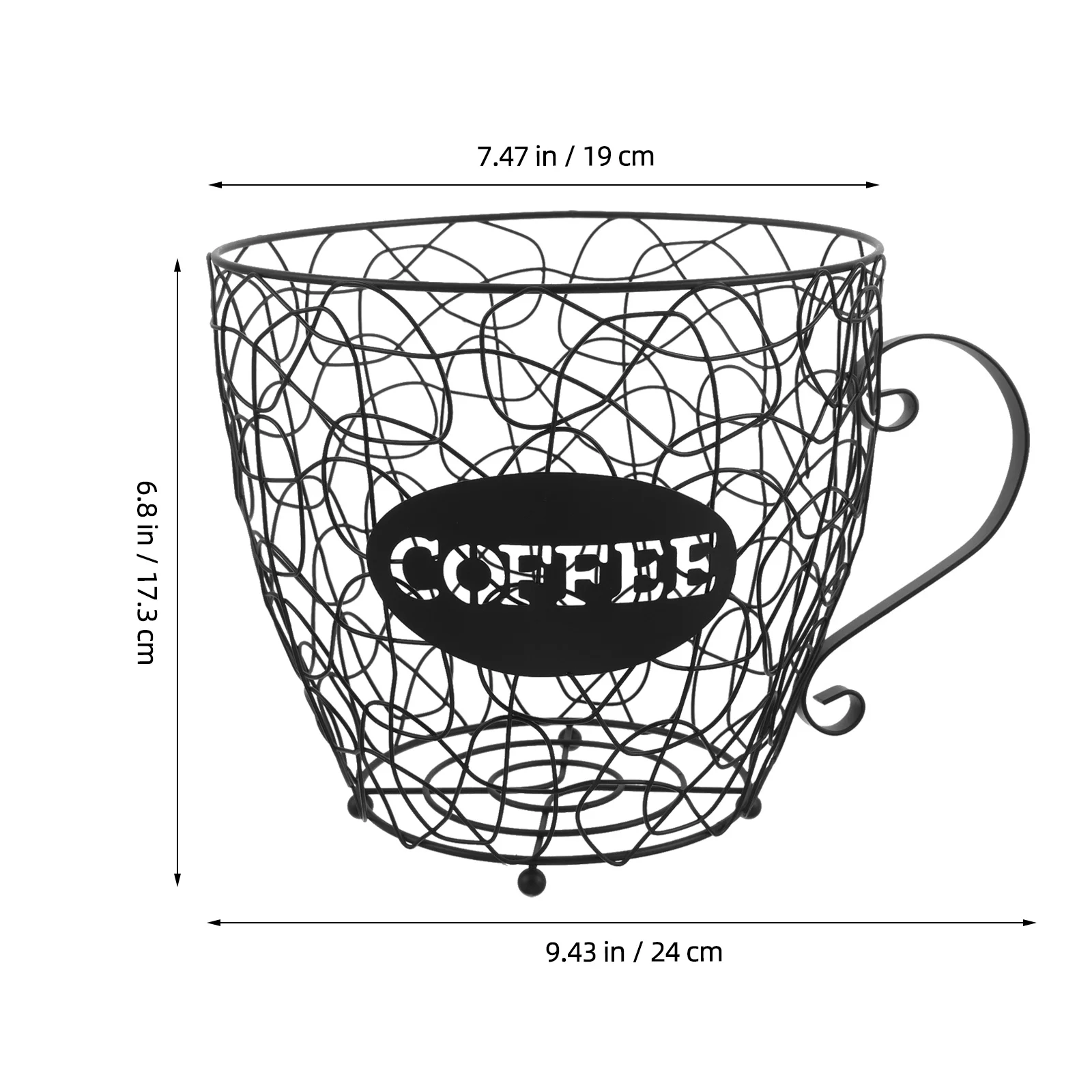 سلة تخزين كبسولات القهوة من الحديد الأسود - تصميم مدمج على شكل كوب لمنظم قهوة فعال - فاكهة سلكية معدنية #4
