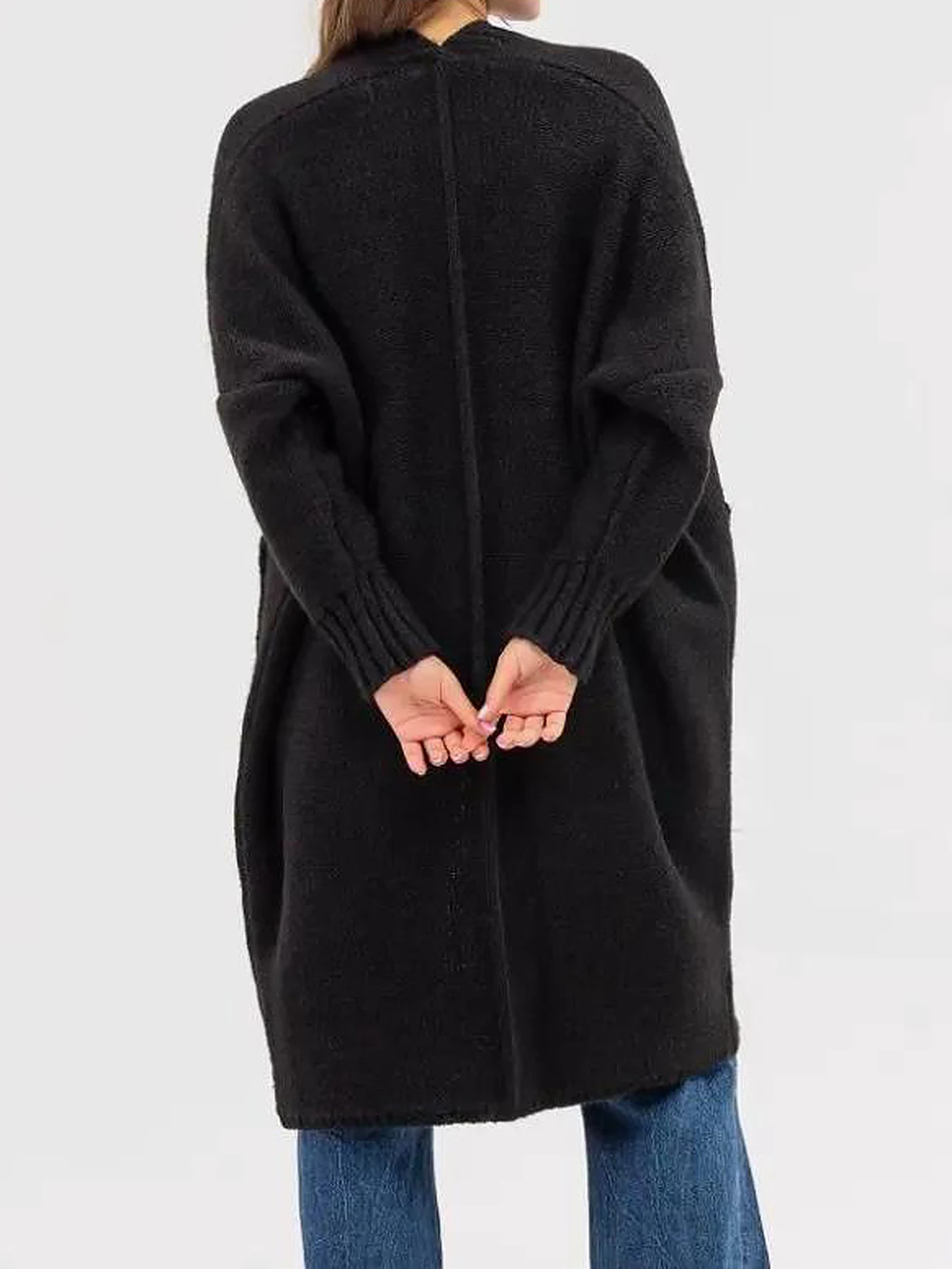 سترات نسائية بأكمام طويلة مفتوحة من الأمام سترات طويلة غير رسمية للخريف والشتاء موضة يومية جديدة أنيقة عادية