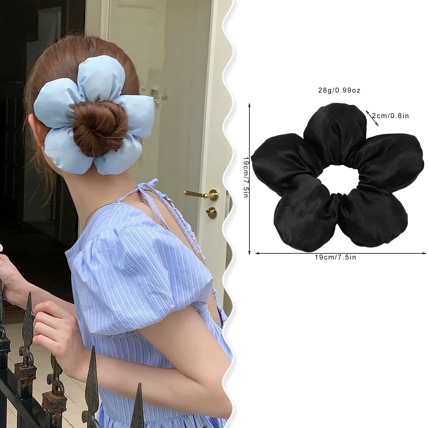 AWAYTR bando karet tali busa Satin, aksesori rambut untuk wanita dan anak-anak