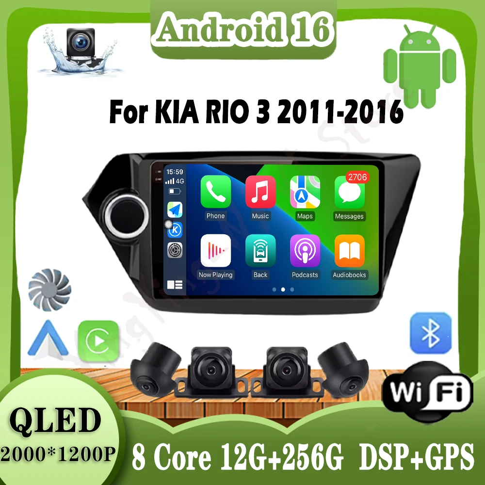 

Android 16 для KIA RIO 3 2011 2012-2016 WIFl 4G BT Автомобильный радиоприемник Мультимедийная навигация GPS камера Авто Carplay Стереоплеер
