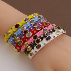 2023 Luxury Multicolor Zircon Golden Bracelet Women Jewelry Oil Drop Fashion Open Adjustable Charm Bangles