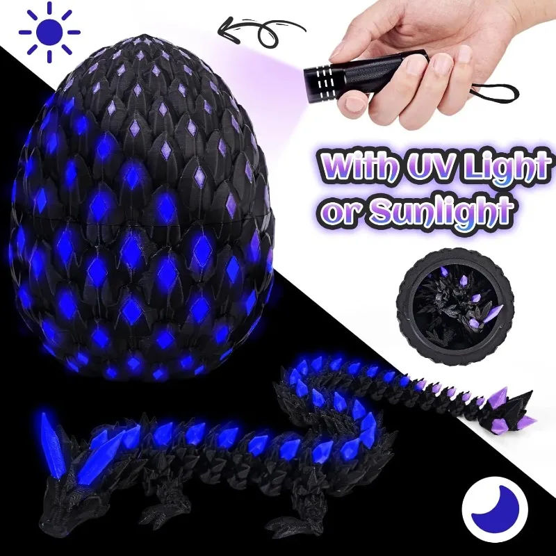 

Glowing Luminous Dragon Egg 3D Printed Figurine Flexible Joints Stress Relief Toy Home Office Desktop Decoration Gift
