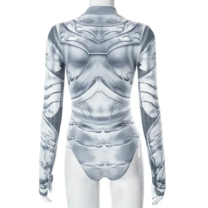 Zentai Robot Gothic Cyberpunk Steampunk Cosplay Jumpsuit Adult Women Sexy Slim Uniform Catsuit Bodysuit Halloween Party Costume