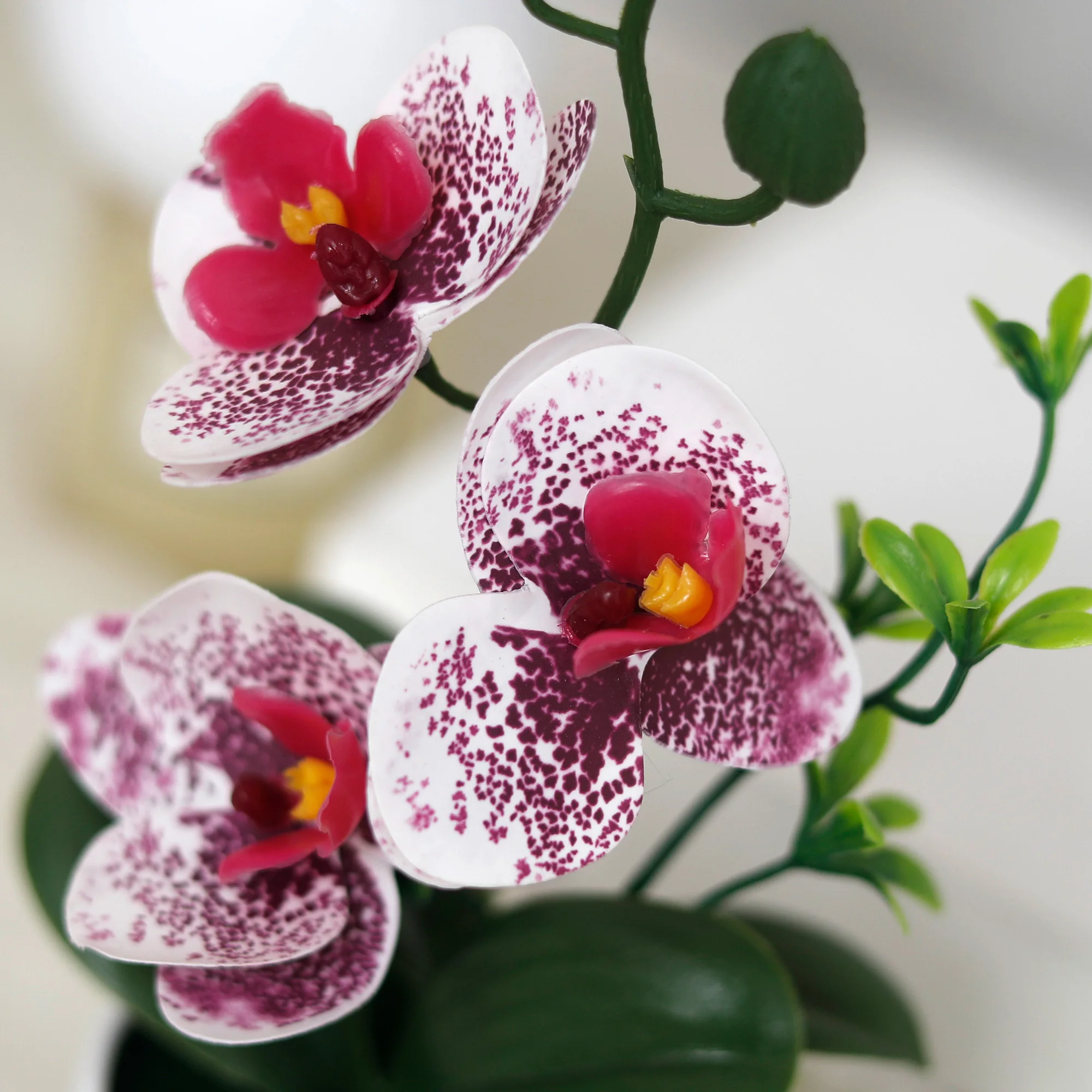 Simulierte Schmetterlings-Orchidee im Topf, künstliche Blumen, Bonsai-Pflanzen, für draußen, drinnen, Büro, Zuhause, Hochzeitsdekoration, Bonsai-Kunstblumen – Detail 9