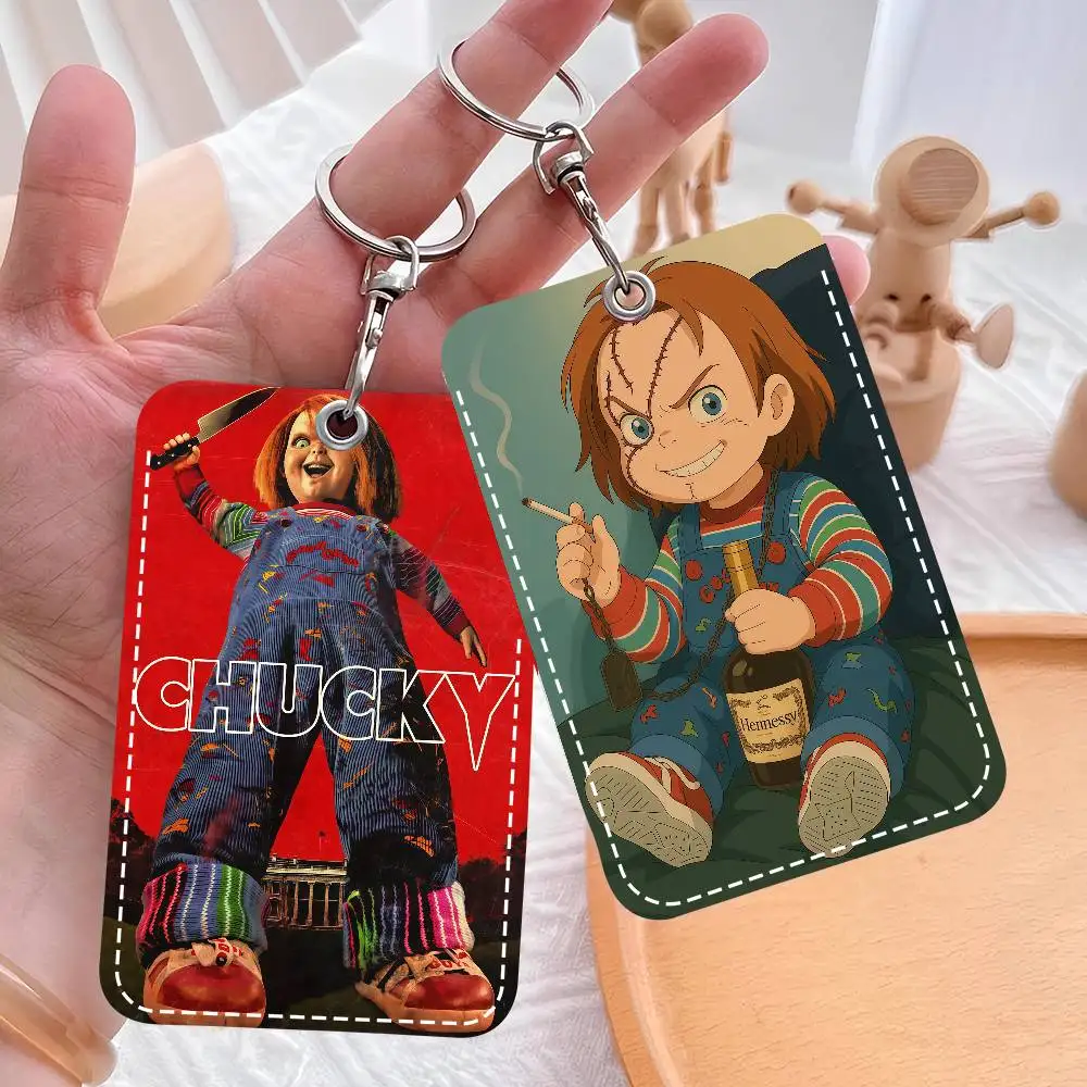 

Chucky Horror Movie Versatile Leather Card Holder Compact Keychain Wallet For All Small Cards