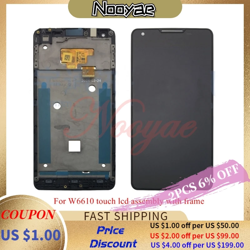 

Tested Reuse Black Digitizer For Philips W6610 W6618 Touch Screen Sensor with LCD display full Completely Assembly frame