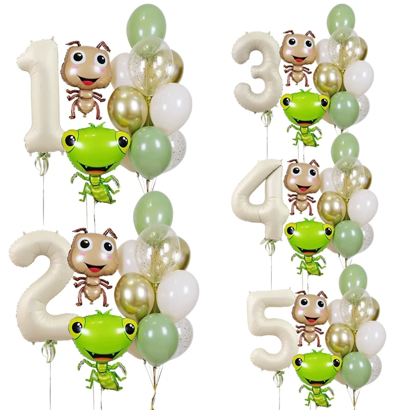 Cartoon Figure Ant Mantis Animal Balloons 40inch Number 12345 Foil Helium Ballons Happy Birthday Party Decorations Kids Globos