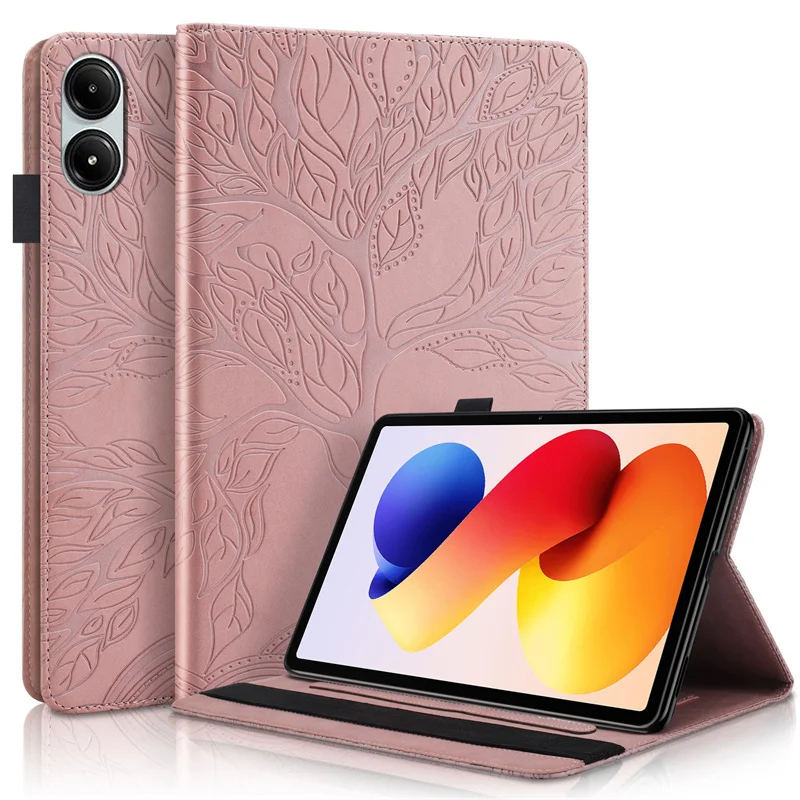 For Poco Pad M1 Case 12.1 Inch Embossed Tree PU Leather Wallet