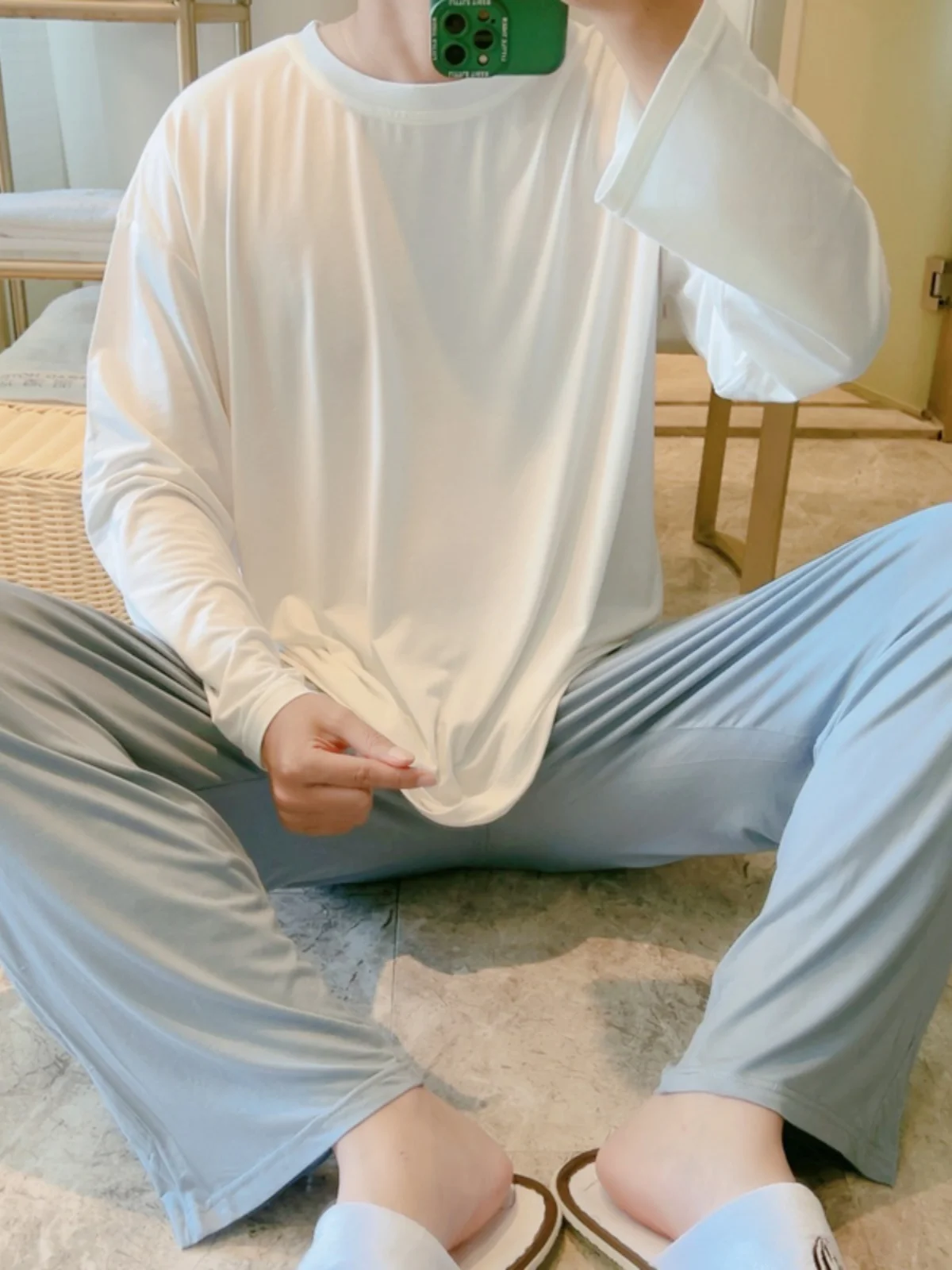 

DAIMELU outside pajamas men's summer sleepwear spring nightwear autumn long sleeves trousers large size youth suit loungewear