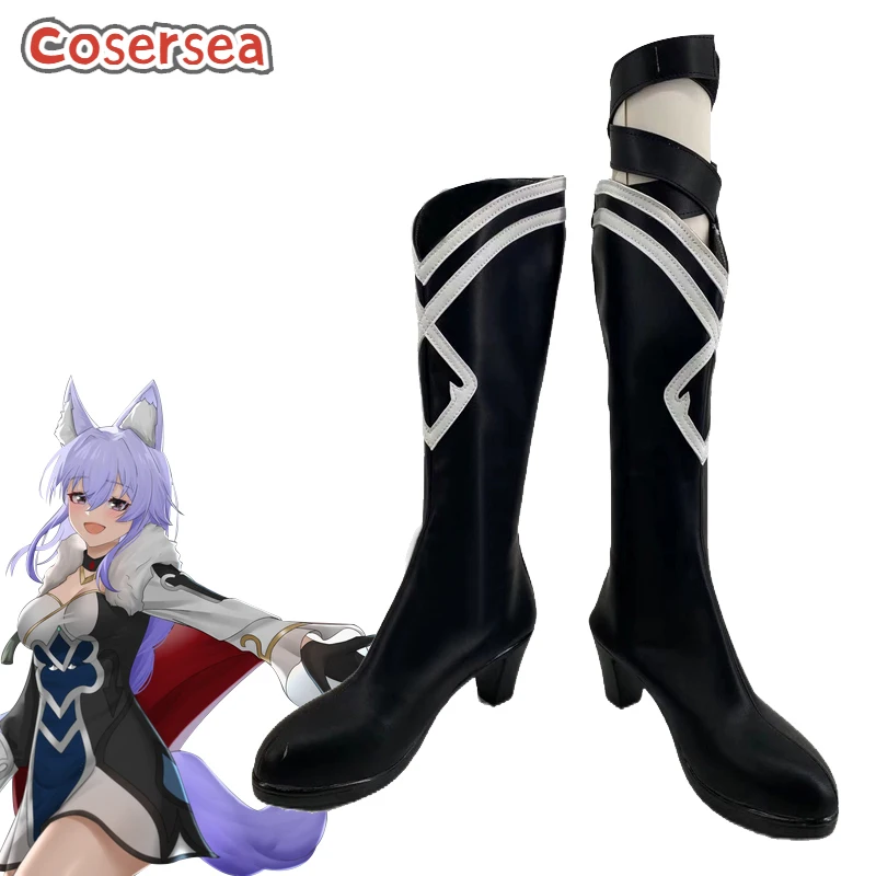 Cosersea Baiheng Cosplay Shoes Game Honkai: Star Rail Baiheng High Heel Men Shoes Halloween Black PU Leather Female Cosplay Boot