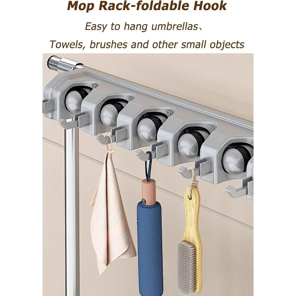 Organisateur de balais et de vadrouilles au sol, support de rangement pour outils de nettoyage robustes pour garage et maison