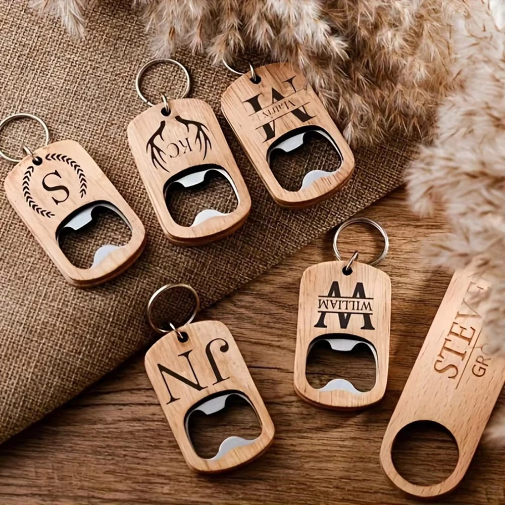 1/5pcs Décapsuleur porte-clés personnalisé avec nom, Cadeau d'anniversaire personnalisé, Cadeau de mariage pour invité, Porte-clés, Cadeaux pour la fête des pères