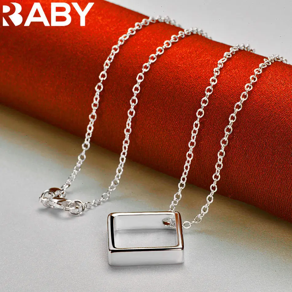 URBABY 40-75 cm 925 en argent Sterling carré pendentif collier pour femmes hommes charme tendance cadeaux d'anniversaire mode fête