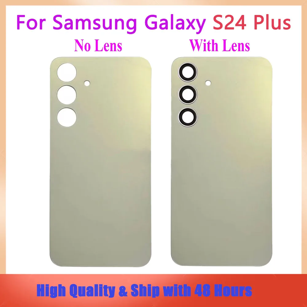 Glass Panel For Samsung Galaxy S24 Plus S24+ S24Plus SM-S926B Back Battery Cover Rear Housing Case Replacement With Camera Lens