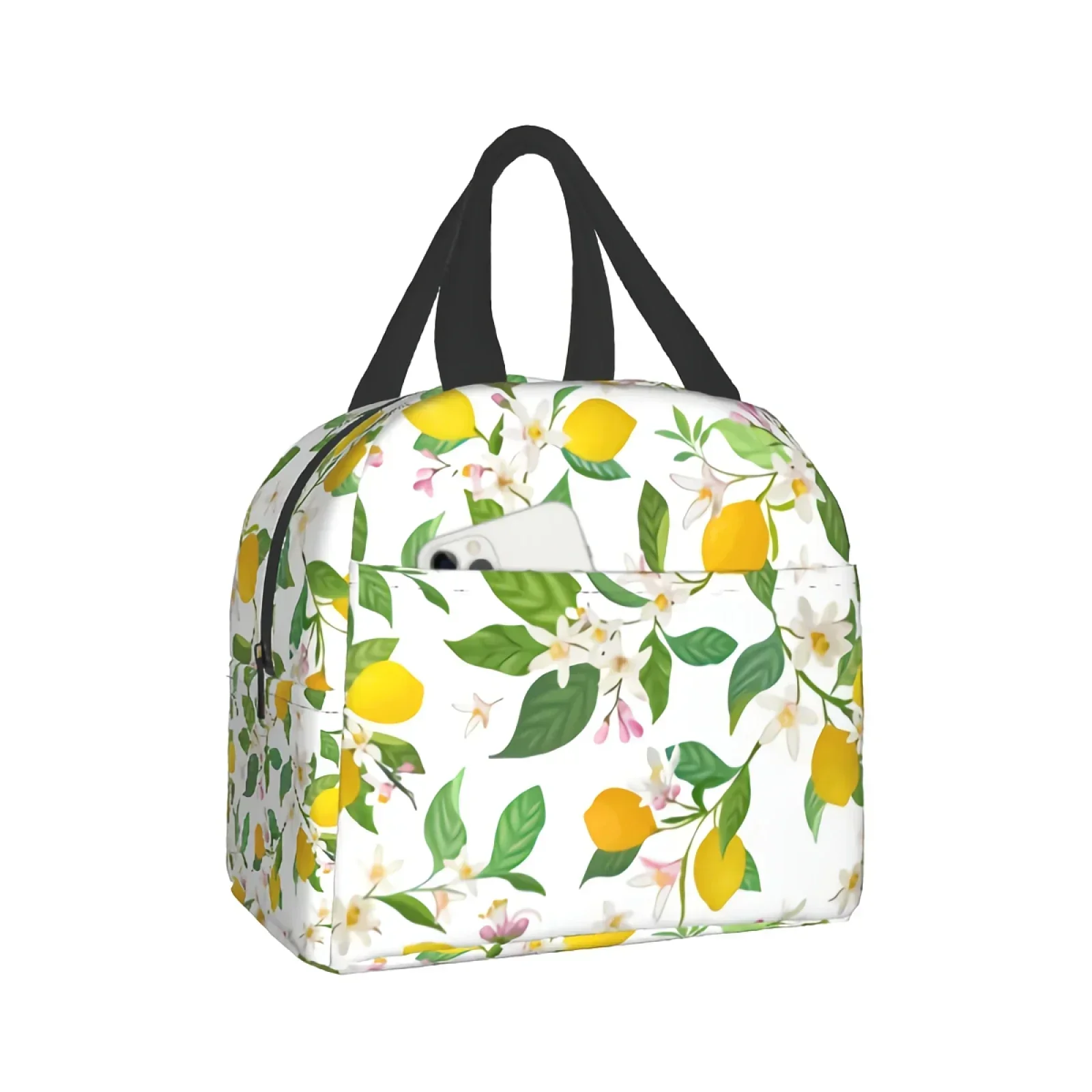 Lemon Tree Insulated Lunch Bag Thermal Lunch Box Containers for Women Men Shopping Office School Picnic