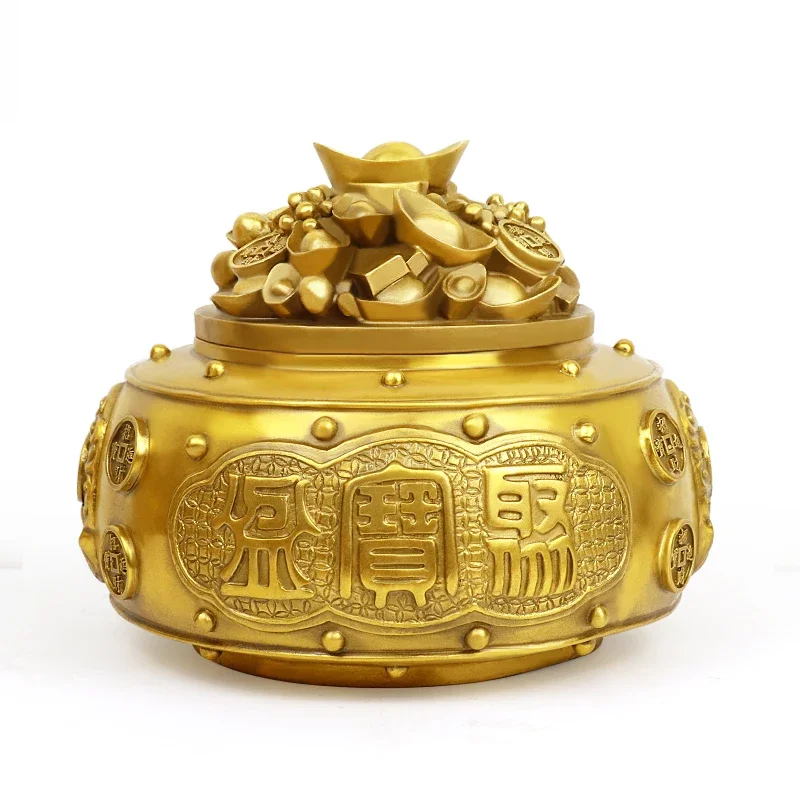 

Pure brass cornucopia with lid, home furnishing, living room wealth position ornament, incense burner, wedding decoration gift