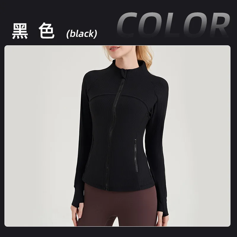 Traje de Yoga con cremallera roscada para mujer, chaqueta deportiva de manga larga, transpirable y ajustada, con cuello alto, novedad