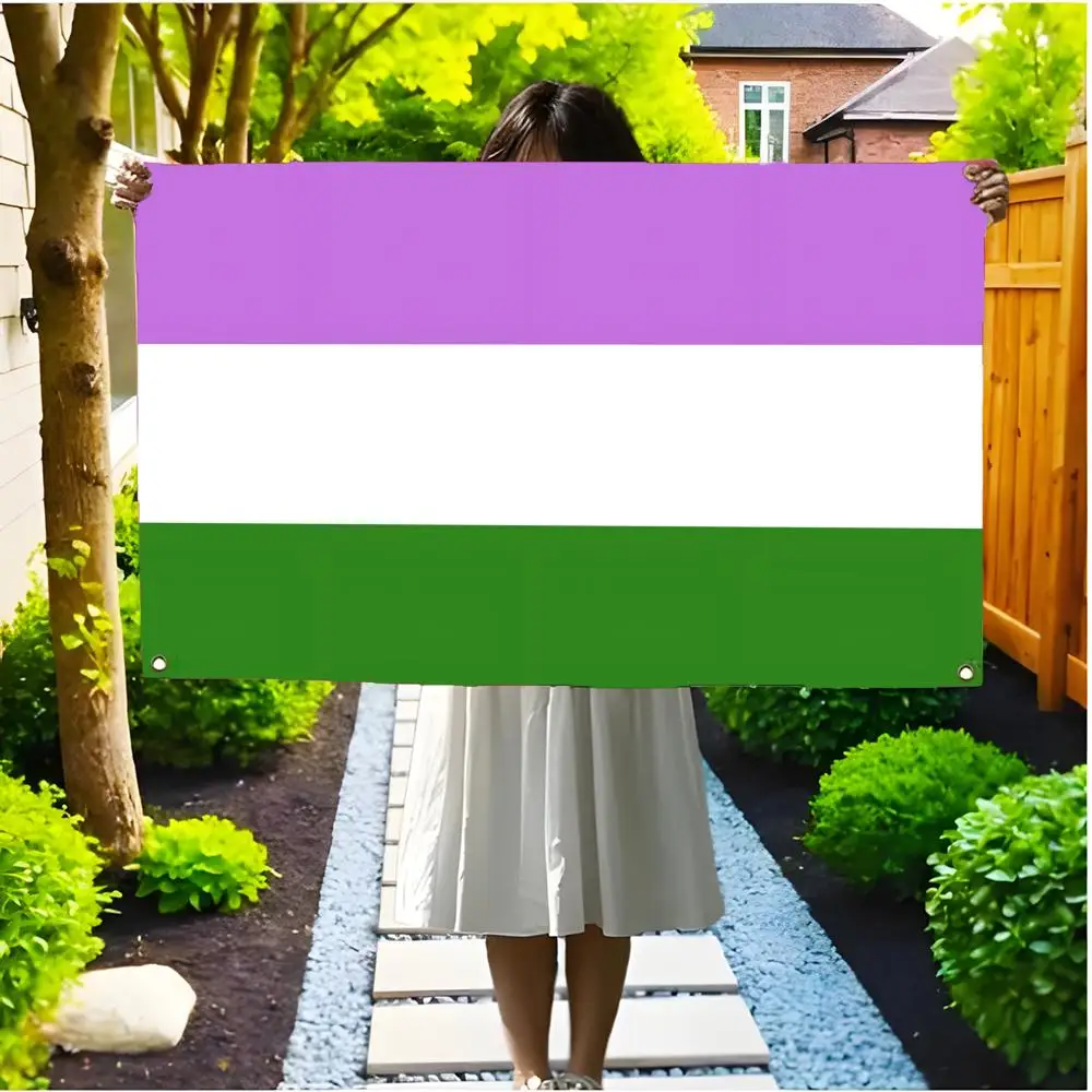 Nonconforming Authentic G-Genderqueer Pride Flags Borderless four-ring ornament indoor outdoor decoration effortless to hang