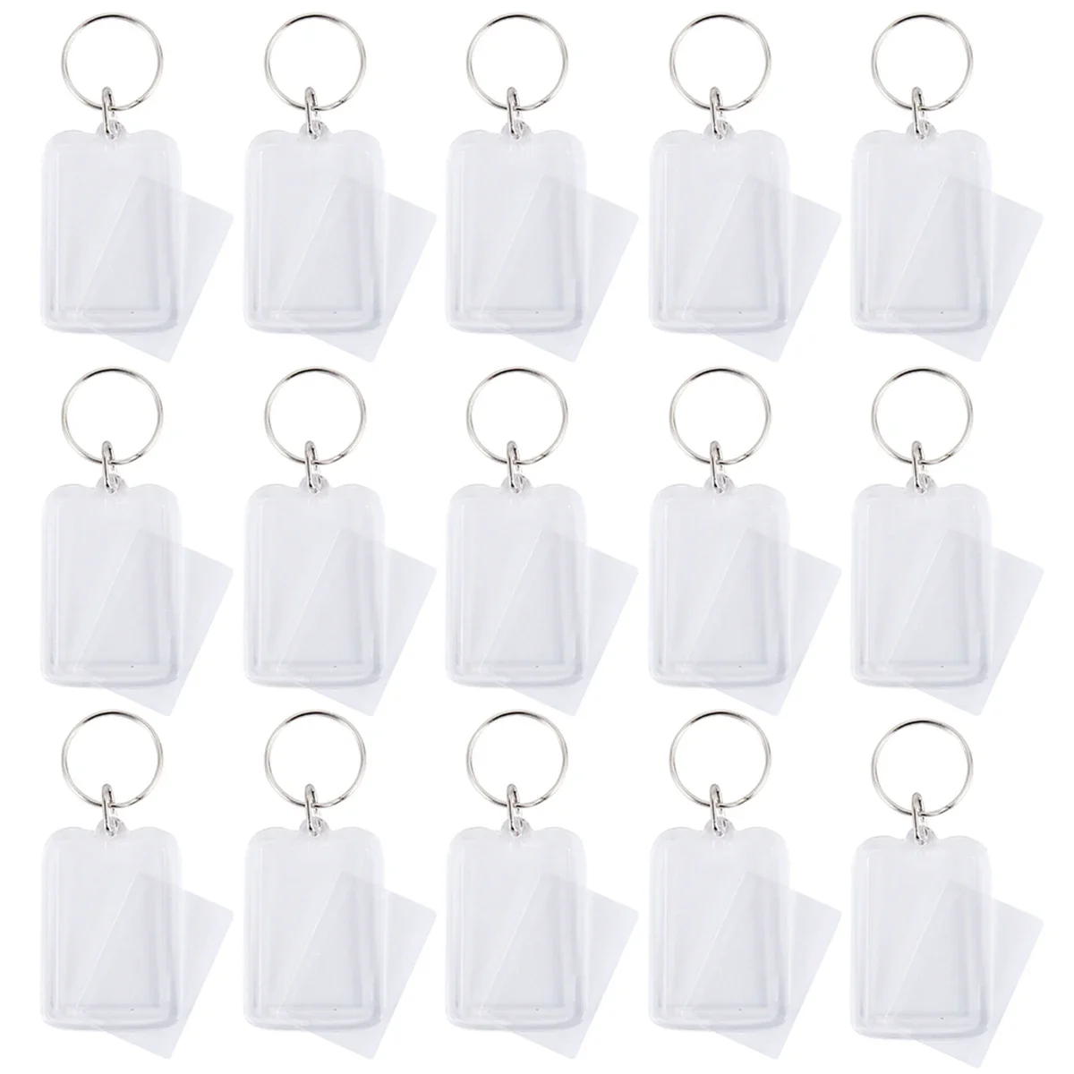 100-200pcs Rectangle Transparent Blank Clear Acrylic Insert Photo Picture Frame Keyring Keychain DIY Split Ring Key Chain Gifts