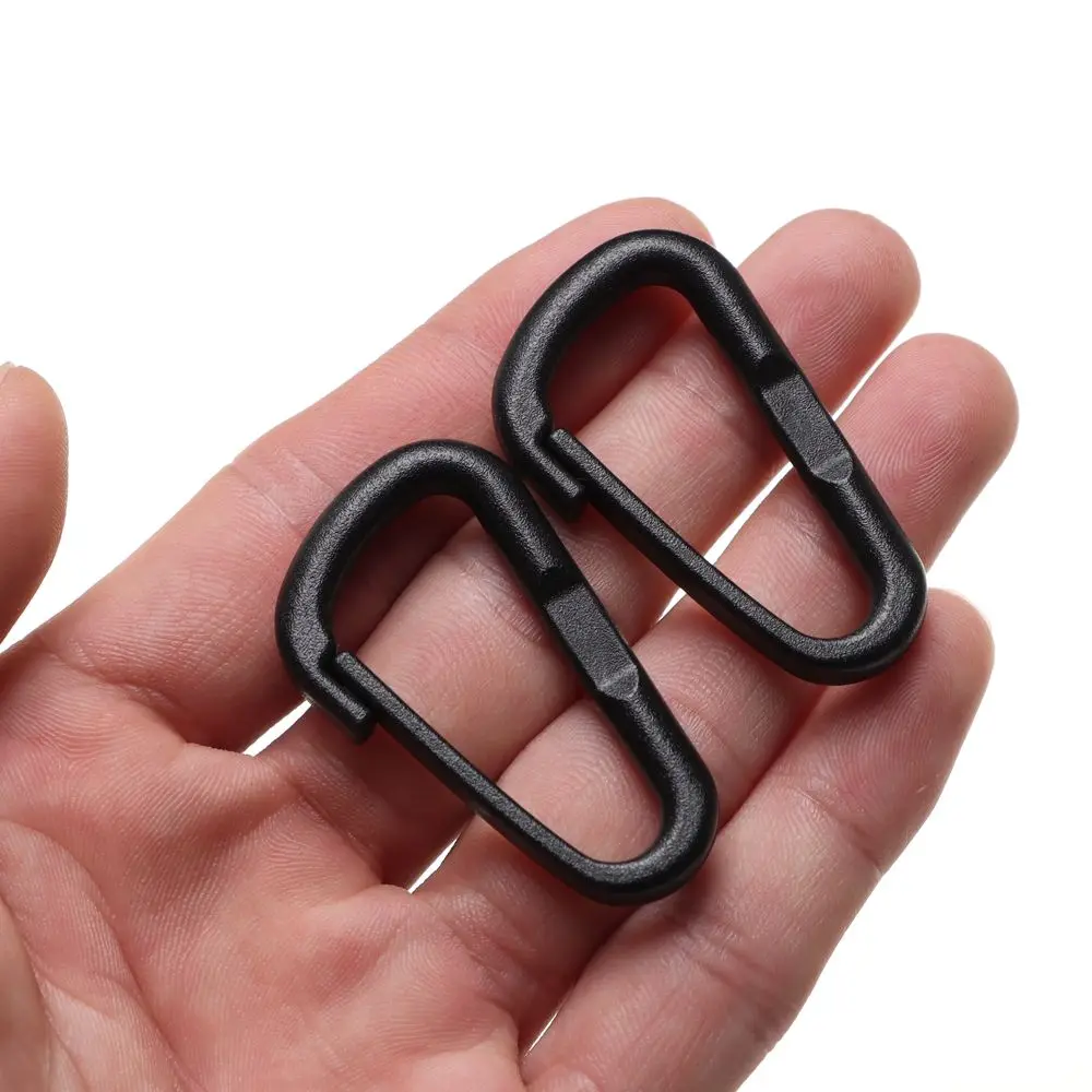 10pcs Black Plastic Nylon D Carabiner Outdoor Spring Snap Clip Water Bottle Hooks Keychain Climbing Camping Hiking Quickdraws